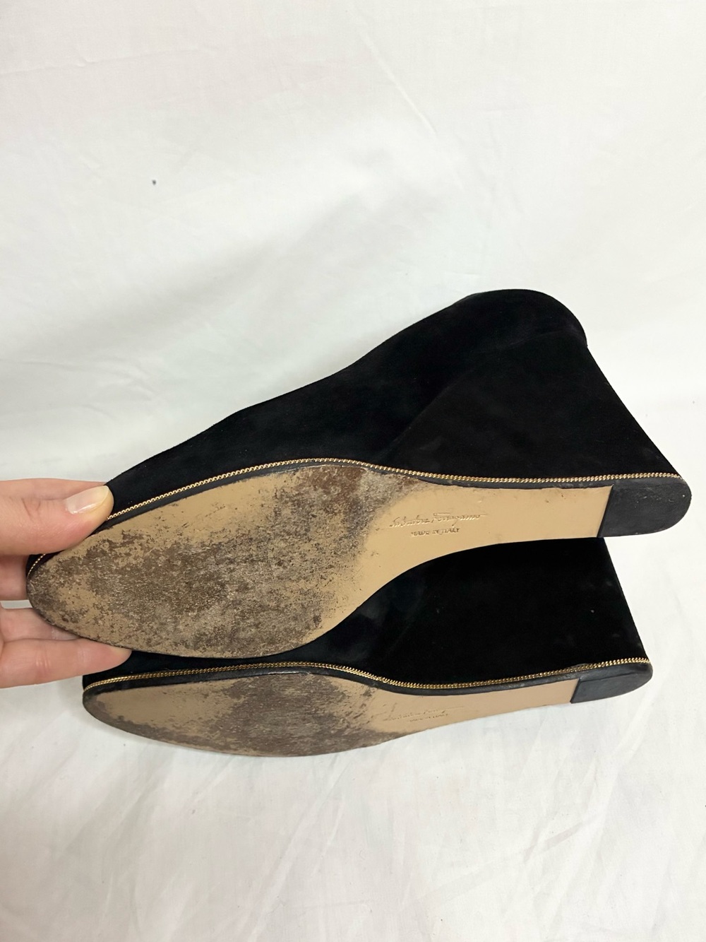 Ferragamo Suede Fiamma Wedges - Picture 11 of 12